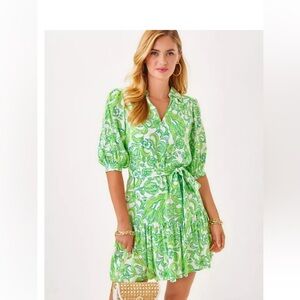 Brand NEW Lilly Pulitzer Renelle Daffodil Hill Print Green Floral Dress NWT